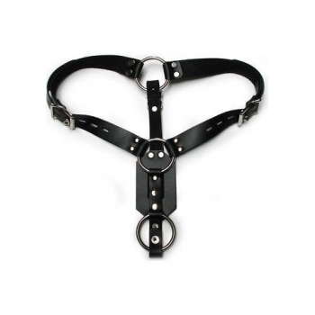 Anal Plug Harness with Cock Ring - Black