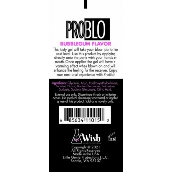 Problo Oral Pleasure Gel - Bubblegum 1.5 Oz