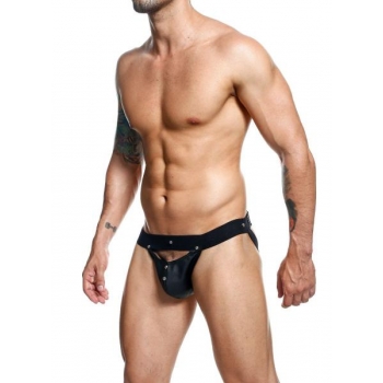 Male Basics Dngeon Peekaboo Jockstrap Black O/s (hanging)