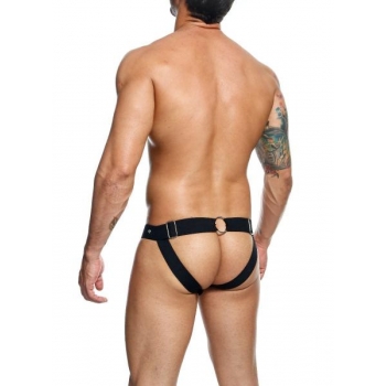 Male Basics Dngeon Peekaboo Jockstrap Black O/s (hanging)