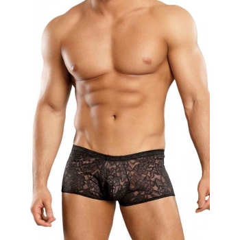 Male Power Mini Shorts Stretch Lace - Black Medium