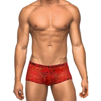 Mini Shorts Stretch Lace Large Red