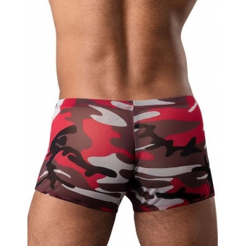 Camouflage Stretch Mini Shorts - Red