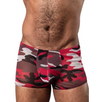 Camouflage Stretch Mini Shorts - Red