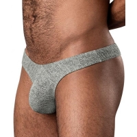 Male Power Ribbed Stretch Thong in Grey L/XL