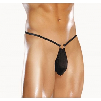 G-String W/Front Ring Ring Black S/M