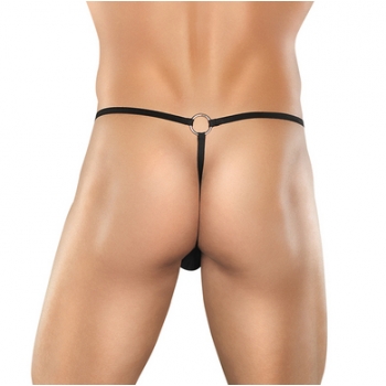 G-String W/Front Ring Ring Black S/M