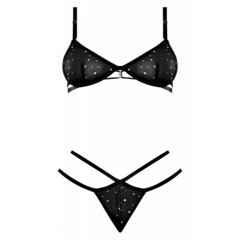 Glitz & Glam Bra & Thong Set Black L/Xl