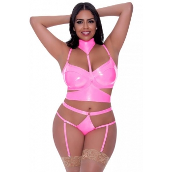 Club Candy Bra Harness & Panty Pink 2XL