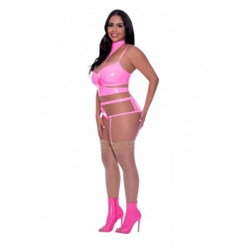 Club Candy Bra Harness & Panty Pink 2XL