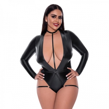 Liquid Onyx Teddy with Harness Caging - Black 2XL