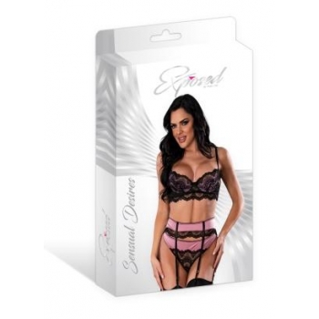 Sensual Desires Bra, Cincher & Thong Set - Mauve 2XL