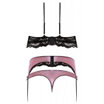 Sensual Desires Bra, Cincher & Thong Set - Mauve 2XL