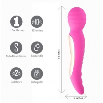 Zoe Rechargeable Dual Vibrating Wand Hot Pink