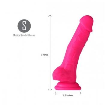 Billee 7 Inches Realistic Silicone Dong - Neon Pink