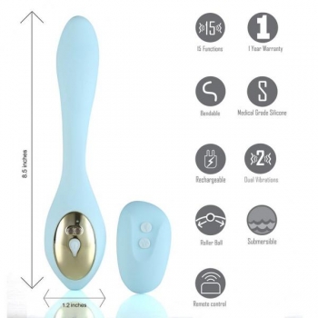 Harmonie Rechargeable Dual Vibrator - Teal Silicone