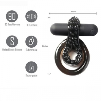 Jagger Rechargeable Vibrating Ring - Black