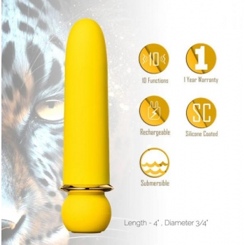 Jaguar Powerful Rechargeable Bullet - Yellow 4 Inch