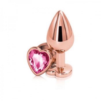 Rear Assets Rose Gold Heart Medium Pink Butt Plug