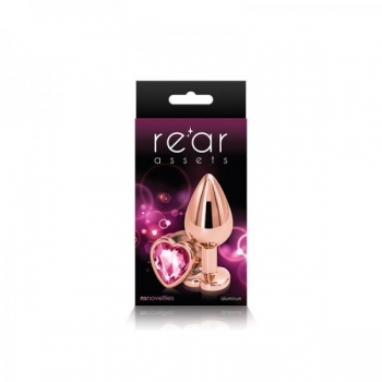 Rear Assets Rose Gold Heart Medium Pink Butt Plug