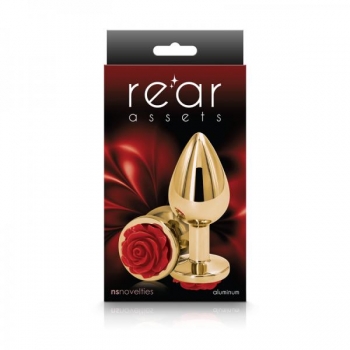 Rear Assets Rose Medium Butt Plug - Red