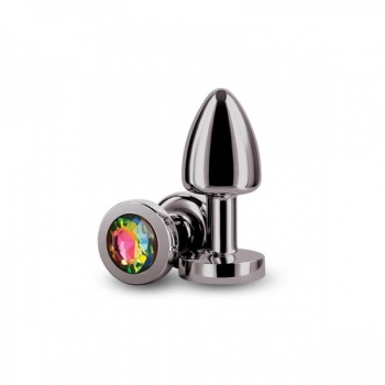 Rear Assets Petite Gunmetal Rainbow Butt Plug