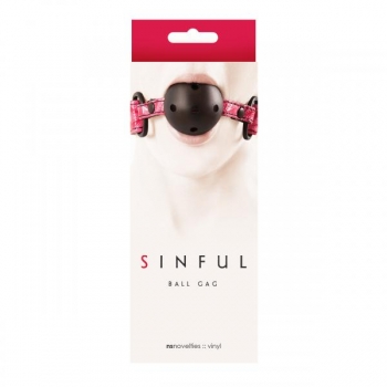 Sinful Adjustable Vinyl Ball Gag - Pink