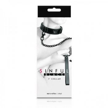 Sinful 1 inch Collar & Leash Black