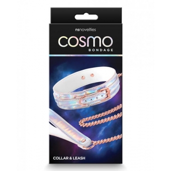 Cosmo Bondage Collar & Leash Rainbow - Vivid Restraint