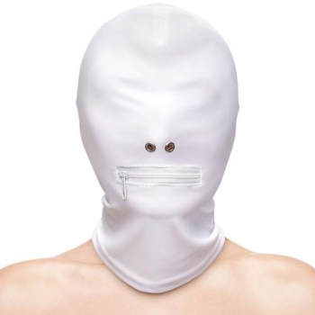 Fetish & Fantasy Zippered Mouth Hood White