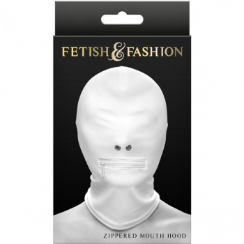 Fetish & Fantasy Zippered Mouth Hood White