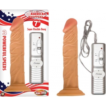 All American Whopper 7 inches Vibrating Dildo Beige