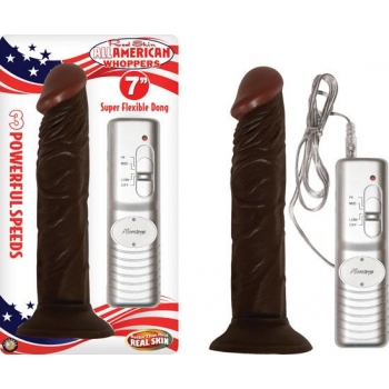 All American Whopper Vibrating 7 inches Dildo in Brown