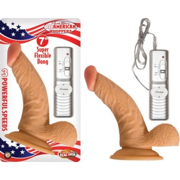 All American Whopper 7-Inch Vibrating Dildo - Beige