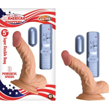 All American Whopper Vibrating Dildo - 5 Inches Beige