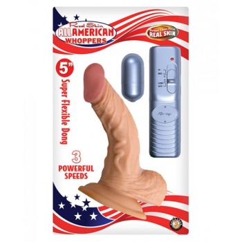 All American Whopper Vibrating Dildo - 5 Inches Beige