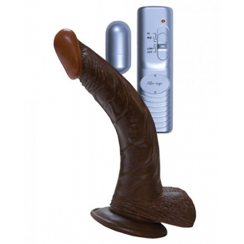 All American Whopper 8 Inches Curved Vibrating Dong - Brown