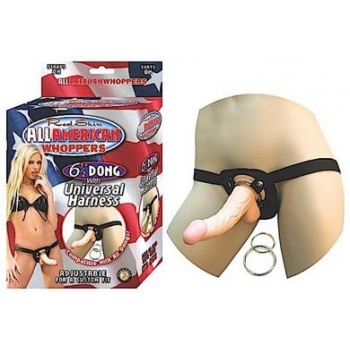 All American Whoppers 6.5-Inch Dong with Universal Harness