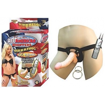 All American Whoppers 6.5in Vibrating Dong Universal Harness