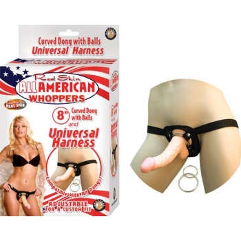 All American Whoppers 8 Inches Dong & Universal Harness