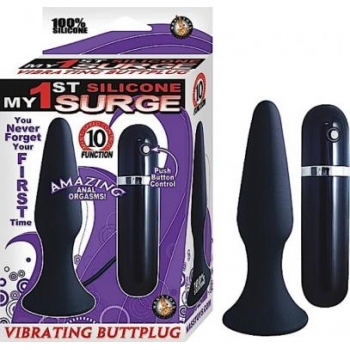 My First Silicone Surge Vibrating Butt Plug - Black