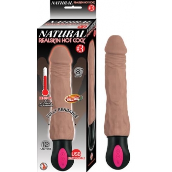 Natural Realskin Hot Cock #3 Brown Vibrating Dildo