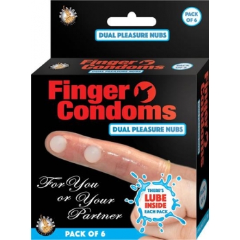 Finger Condoms Dual Pleasure Nubs - 6 Per Box