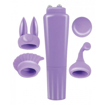 Intense Clit Teaser Kit - Purple Mini Massager with 4 Heads