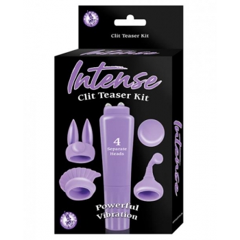 Intense Clit Teaser Kit - Purple Mini Massager with 4 Heads