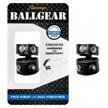 Ballgear Cock Strap with Ball Stretcher - Black