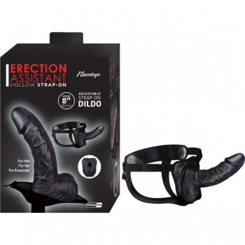 Adjustable Hollow Strap-On Dildo – 8 inches Black