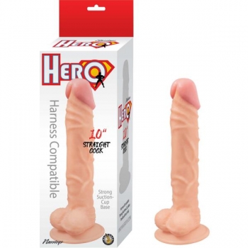 Hero 10in Straight Cock – White