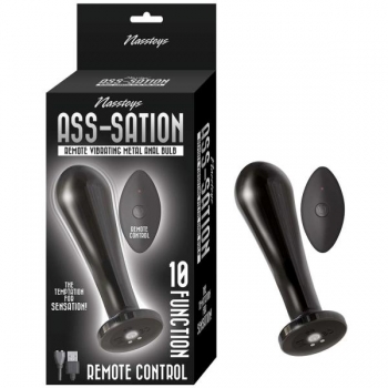 Ass-sation Remote Control Vibrating Metal Anal Bulb - Black