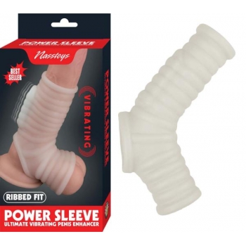 Vibrating Power Sleeve Ribbed Fit White